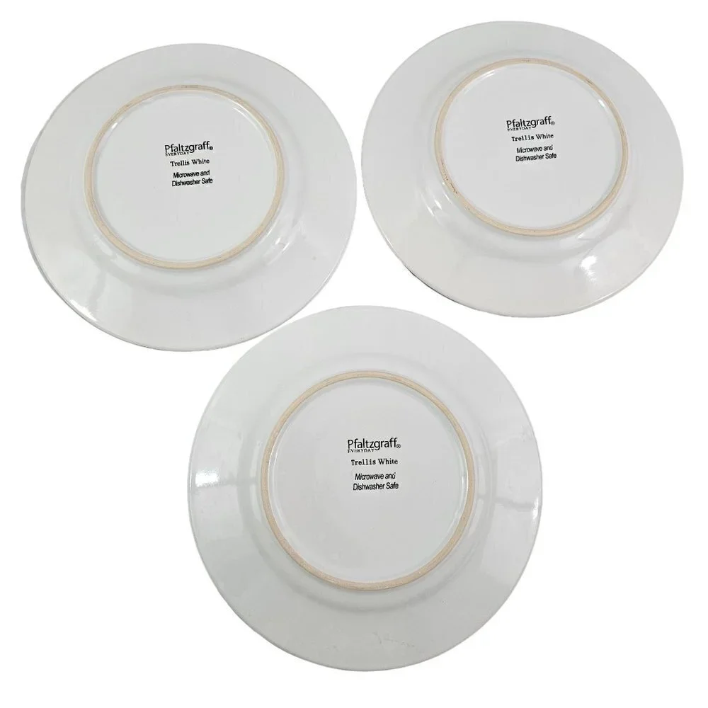 Pfaltzgraff Trellis White 8” Stoneware Salad Luncheon Plates – Set of 3